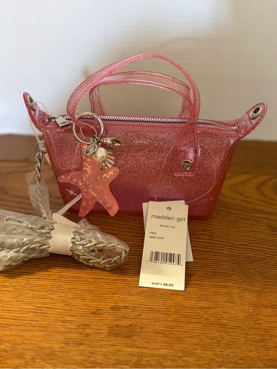 Madden Girl Handbags - Madden Girl Pink Glitter Jelly Mini Tote with Star Charm